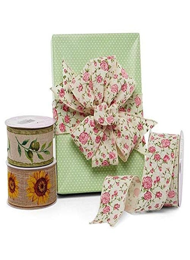 Paper Mart 2 1/2" X 10 Yards Sunflowers On Natural Linen Ribbon - Image 4